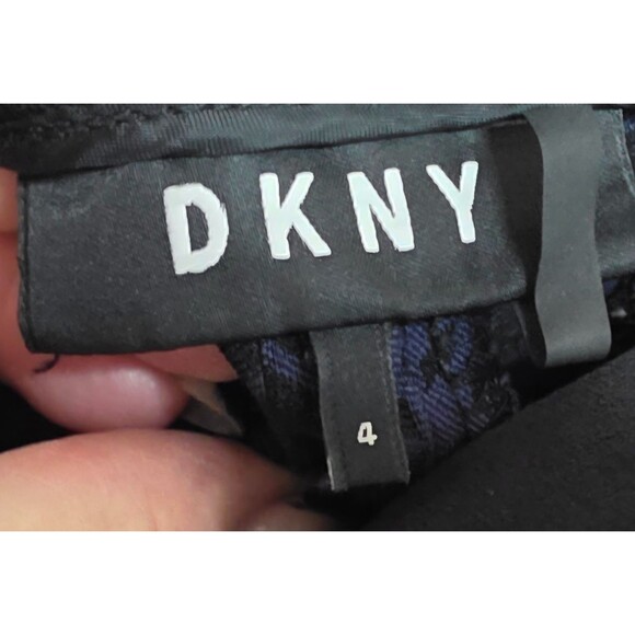 DKNY Midnight Blue Jacquard Dress Pants Size 4 Ankle Slim Trousers - 2010s - Picture 10 of 12